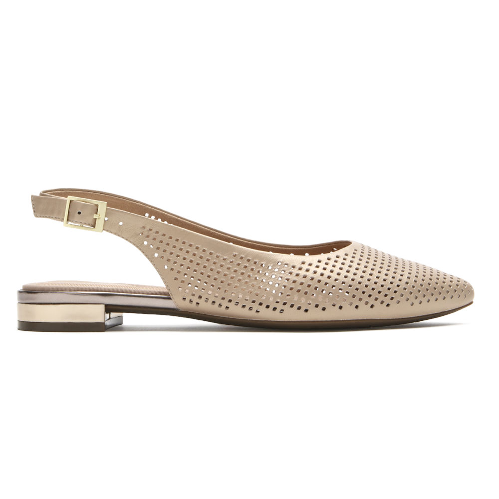 Zapatos Bajos Rockport Mujer Mexico - Total Motion Adelyn Slingback Beige - HWTDJ8965